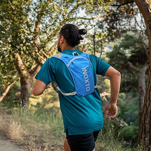 INOXTO Running Hydration Vest Backpack,Lightweight Insulated Pack with 1.5L Water Bladder Bag Daypack for Hiking Trail Running Cycling Race Marathon for Women Men - color: Blue White stripes