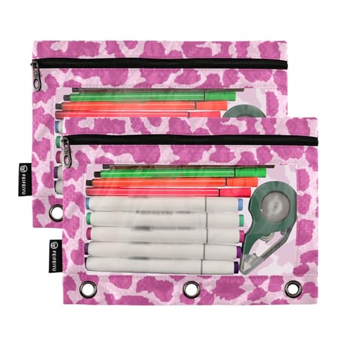 Leopard Pencil Pouches for 3 Ring Binder 2 Pack - color: Leopard