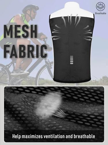 qualidyne Men's Windproof Cycling Vest, Full-Zip Sleeveless Bike Gilet - color: White, size: Large