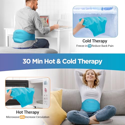 Comfytemp Back Ice Pack for Lower Back Pain Relief Product, Reusable Gel - color: Light Blue, size: Standard