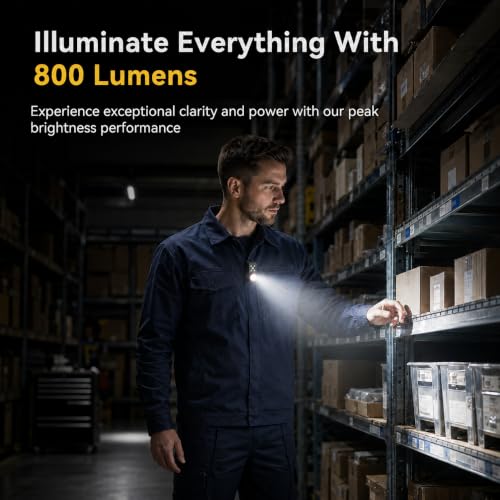Yzoni 800 Lumen EDC Flashlight Rechargeable, Clip On Flashlight