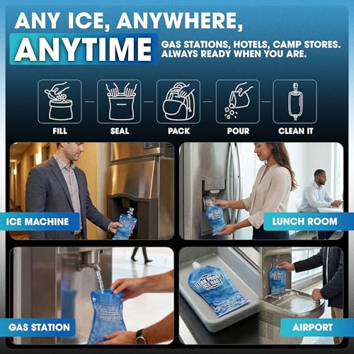 Large Leakproof Ice Bag. Reusable Ice Pack for Cooler - Long Lasting Instant Cooler Ice Packs - Drop in Cubed Ice to Make Cold, Dry Freezer Packs for Coolers - Drink Your Ice When It Melts - size: Small (40 fl oz) / 2 Pack