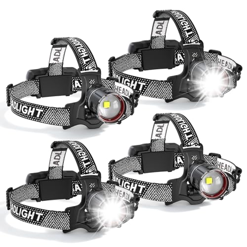 ATDOALL LED Headlamp Rechargeable, Super Bright Head Lamps 4-Pack Headlight - color: 4 Pack