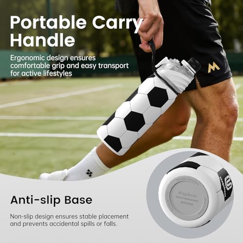 Soccer Water Bottle - 20oz Insulated Misting Water Bottles Stainless Steel 3D Textured - Soccer Accessories Gift for Kids - color: Soccer
