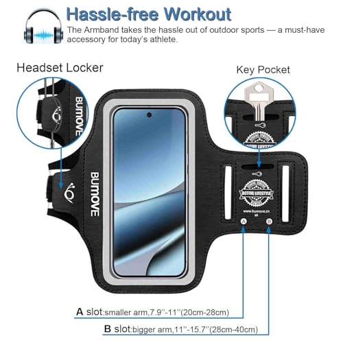 Running Armband Phone Holder with Headset Locker Fits up to 6.8" - size: G6.8"
