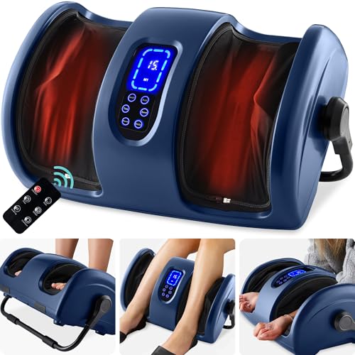 Best Choice Products Shiatsu Foot Massager with Heat for Plantar Fasciitis & Neuropathy, Kneading Foot & Calf Massager with Remote, 360° Adjustable Handle, Rolling & Compression Massage - Navy - color: Navy