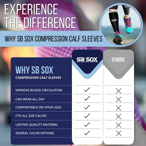 SB SOX Compression Calf Sleeves (20-30mmHg) - color: Solid Black, size: Small