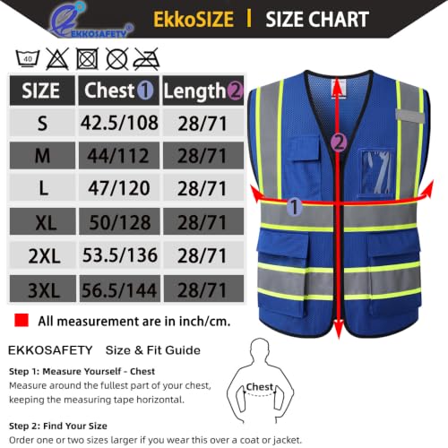 Hi Vis Reflective Safety Vest for Men Women,EK175,Blue,L - color: Blue, size: Large