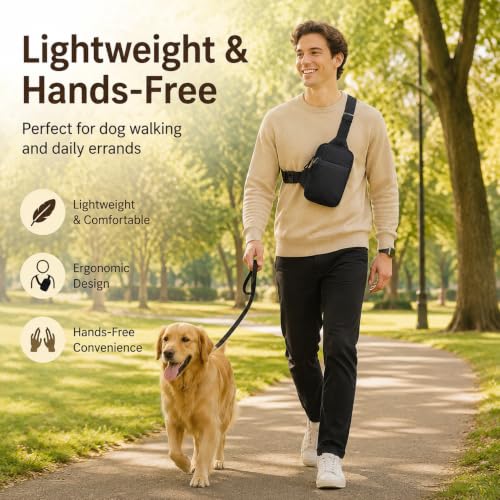 Simptech Mini Crossbody Sling Bag - Water-Resistant Dual Pocket Chest Pack - Lightweight Fanny Pack for Running, Travel & Everyday Workout - color: New Black