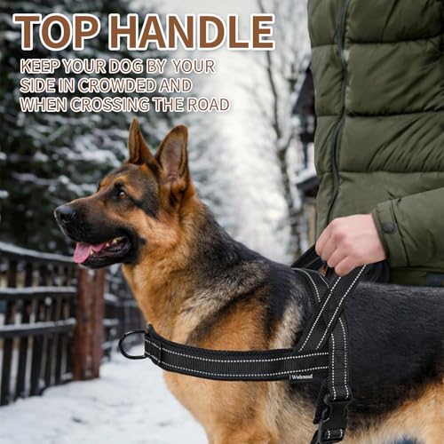 No Pull Dog Harness & 5FT Leash Set with Car Seatbelt Clip,Black,XL - color: Reflective-Black, size: XL:Belly Chest-30.6''-39.2''