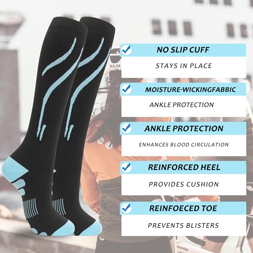fenglaoda 3 Pairs Compression Socks for Women & Men Knee High Nurse Pregnant Cute Medical Running Travel Athletic - color: 00-3pairs-17, size: Large-X-Large