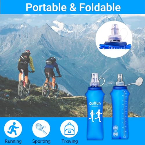 4 Pack Soft Water Bottle, 17oz/500ml Soft Flask Running Bottles for Hydration Pack, TPU Collapsible Running Water Bottle Reusable Handheld Running Flask for Running Hiking Cycling Climbing Traveling