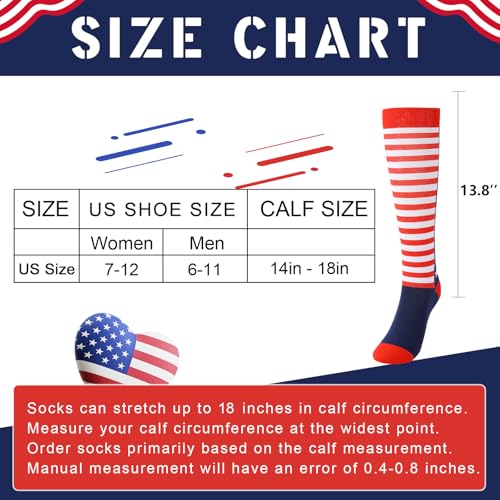 Junely Compression Socks for Women Knee High Socks Funny - color: American Flag