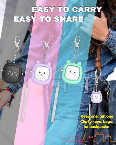 Personal Safety Alarm, VIGOROAD 3 Pack Loud 130dB Siren Emergency Panic Alarm with LED Light, Easy Pull Pin Keychain Self-Defense Security Alarm for Women, Seniors, Kids - color: Black/Purple/Green