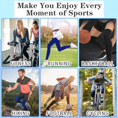 2 Pairs Leg Sleeves,Full Leg Compression Sleeve,Sports Compression Long Knee Sleeve with Anti-slip Silicone Strips - color: Black+black, size: XX-Large