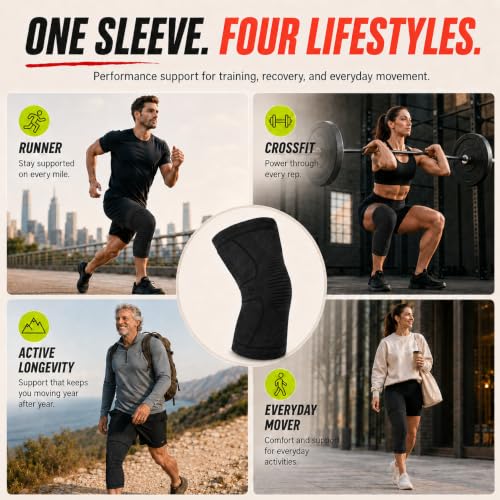 UFlex Athletics Knee Brace Sleeve Men & Women - color: Black