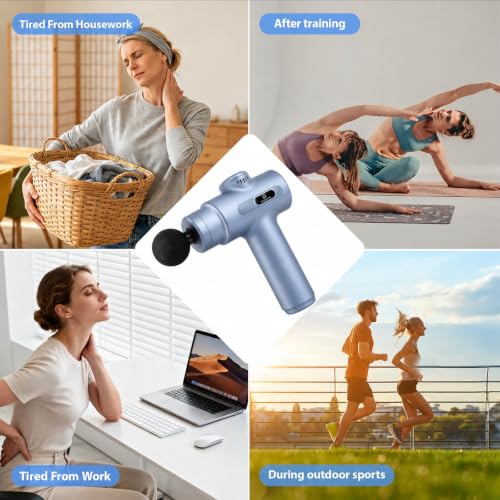 Massage Gun Deep Tissue, Handheld Neck Massager, Portable - 6 Adjustable Vibration Levels, Electric Back Massagers for Athletes, Home & Gym, Mothers Day Gifts (Blue) - color: Blue