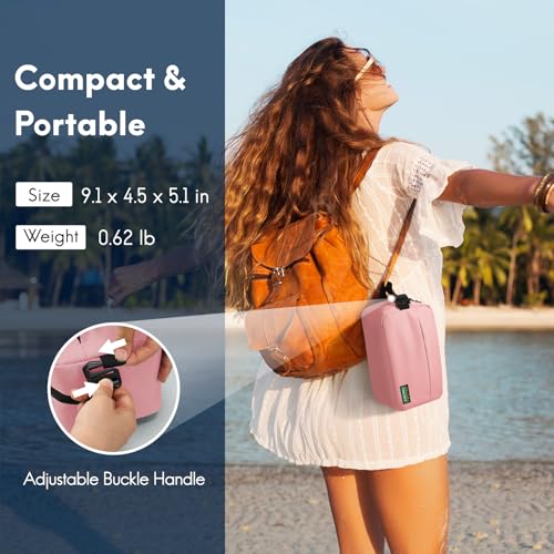 Haimont Small Freezable Lunch Insulated Bag, Reusable Freezer Snack Cooler Bag with Buckle Handle, Mini Insulated Cooler for Work Travel, Pink - color: Pink