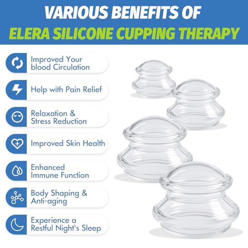 ELERA Silicone Cupping Set for Massage, 4 Cups (XL L M S) - style: 4 Cups (XL L M S size)