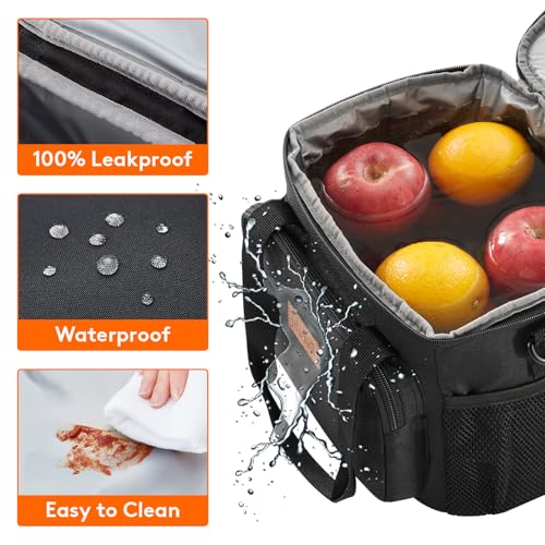 Lifewit Medium Lunch Bag, Insulated Lunch Box, Soft Cooler Cooling Tote for Adult Men Women, Black 12-Can (9L) - color: Black, size: Medium(9L)