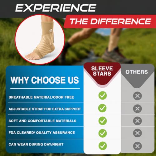 Sleeve Stars Ankle Brace Men & Women Support (Single/S:9"-10"/Beige) - color: Beige, size: Small