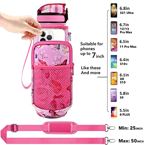 32 oz Water Bottles with Strap & Straw, Sport Motivational Water Bottles - color: Butterfly in Love