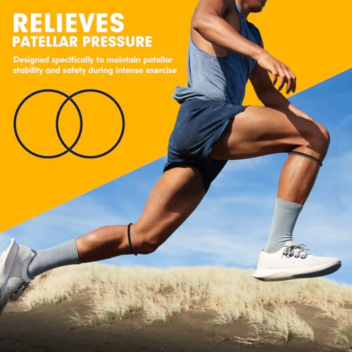 2 Pcs Patellar Tendon Support Strap, Knee Band for Knee Pain Relief, Patella Bands for Basketball, Running, Tennis, Soccer and Hiking, Silicone Knee Brace for Women and Men, Includes Storage Bag