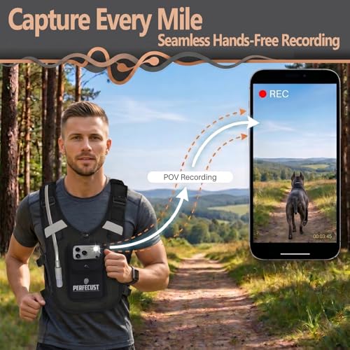Running Hydration Vest with POV Camera Phone Pocket — Includes 1.5L Water Bladder — Zero-Bounce Stability, Adjustable Straps — Lightweight Reflective Hiking Backpack for Women & Men - color: BLACK