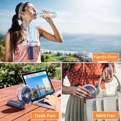HandFan 5200mAh Upgraded Handheld Misting Fan, Portable Mister Fan Rechargeable, Spray Water Mist Fans, Electric Hand Cooling Ice Fans for Summer Beach Travel Concerts, Gifts for Women(Royal Blue) - color: Royal Blue