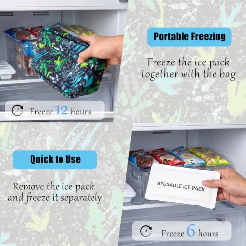Leakproof Freezable Snack Bag Reusable Cooler Insulated Lunch Box - color: Dinosaur Claw