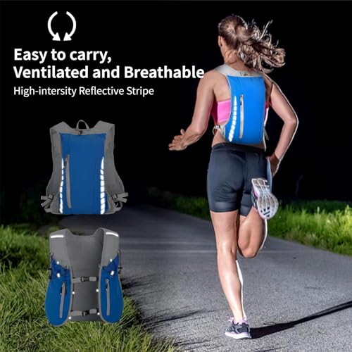 Hydration Running Vest for Women Men,Lightweight Breathable Reflective Hydration Pack with 500ml Water Bottle,Hydration Vest Pack Backpack for Hiking,Camping,Trail Running,Cycling,Race,Marathon