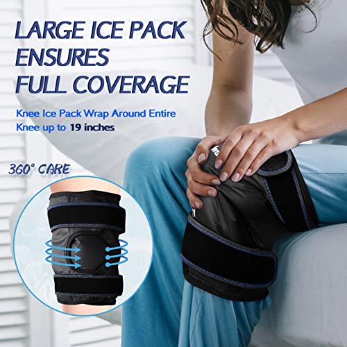 KingPavonini XXL Knee Ice Pack Wrap Around Entire Knee, 1 Pack, Black - style: Black