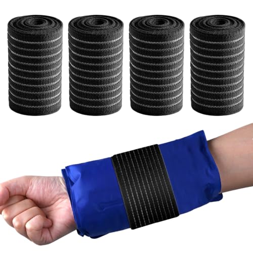 4-Pack Ice Pack Straps,35.5"x3"Elastic Ice Pack Wrap Holder with Hook&Loop - color: Black