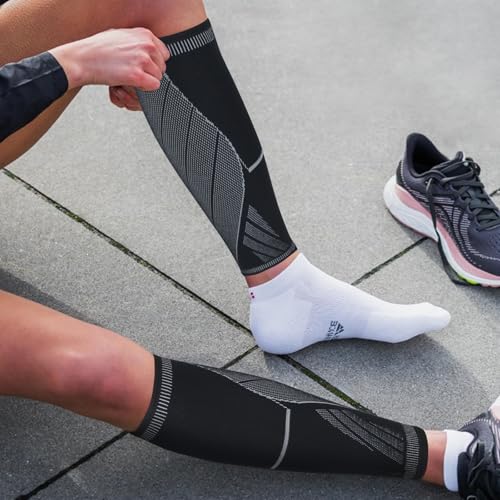 NuCamper Calf Compression Sleeve, Footless Compression Socks for Men Women - color: Black, size: Large
