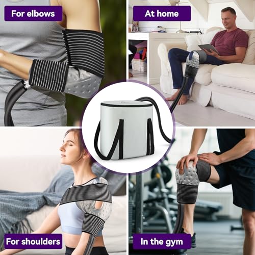 Cold Therapy Machine with 6 Timer Settings & 3 Flow Speeds, Portable Ice Machine for Knee After Surgery – Leak-Resistant Circulating Unit for Knee, Shoulder, Hip, Ankle – Post-Op Pain Relief