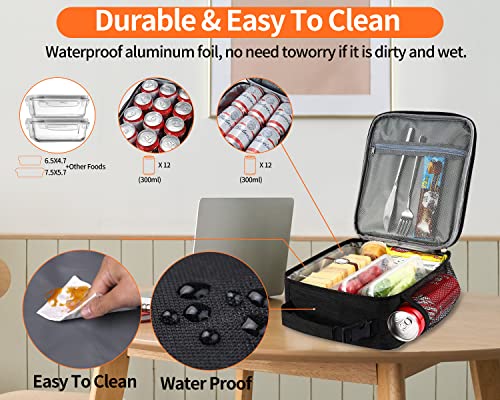 ZM-YOUTOO Lunch Box for Men - Reusable Lunch Bag Men Adult Women- Insulated Small LunchBox - color: Black