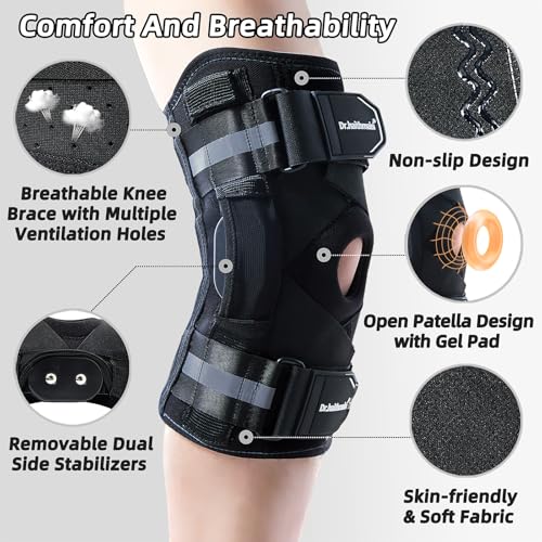 Hinged Knee Brace for Men,Women,Knee Pain,Arthritis,Meniscus Tear(X-Large) - size: X-Large