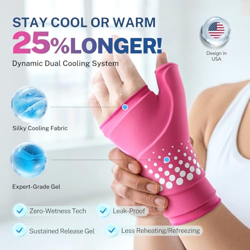 Thumb & Wrist Ice Pack Wrap, Long-Lasting Cold Compression for Recovery - size: L/XL, style: Pink