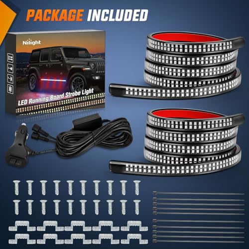 Nilight 2PCS 70 Inch Running Board LED Lights Strip Red Blue for Truck - color: Red Blue