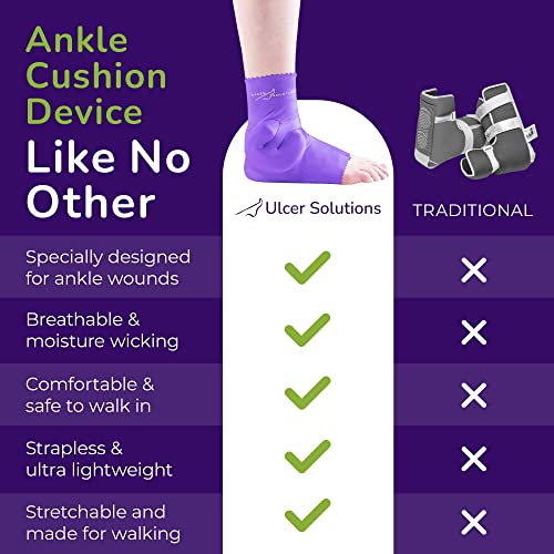 Ulcer Solutions Ankle Keeper – Physician-Designed Ankle Protector for Pressure Sores, Offloading Cushion for Pressure Ulcers, Enhanced Mobility & Comfort, Lightweight & Stretchable, Discreet Support for Injury Recovery & Senior Care, (Large: 9.0-10.5” (23