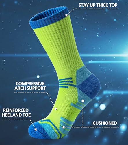 FNOVCO Women's Hiking Walking Running Crew Socks Thick Cushioned Athletic Compression Socks 5 Pairs - color: 5 Pairs Multicolor 02, size: 9-11