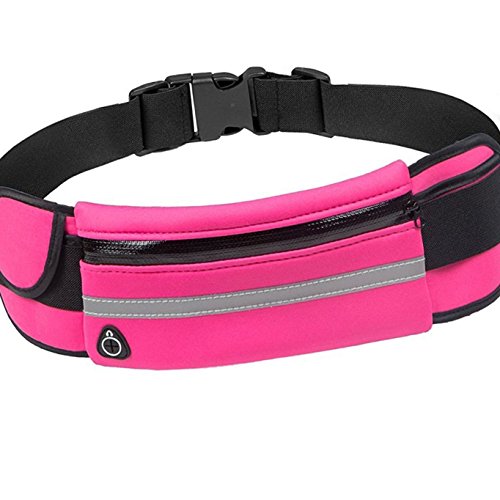 Dimok Running Belt Waist Pack - Water Resistant Runners Belt Fanny Pack for Hiking Fitness – Adjustable Running Pouch for Phones iPhone Android - color: Pink