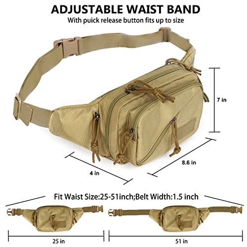 Concealed Carry Pistol Waist bag Tactical Conceal Carry Pistol Bag Fanny Packs Handgun Holster Pouch with Bottle&Gun Holder Fits 1911 Glock etc - color: Khaki