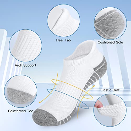 Felicigeely Athletic Running Ankle Socks Cushioned Low Cut Men Women 6 Pack - color: S7-stripe White, size: 6-9