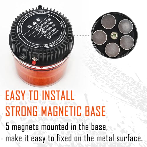 LED Wireless Rotating Beacon Battery Strobe Warning Light Amber White - color: Amber/White