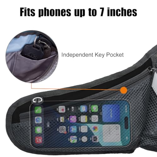 PYFK Running Belt Hydration Waist Pack with Water Bottle Holder for Men Women Waist Pouch Fanny Bag Reflective - color: Black