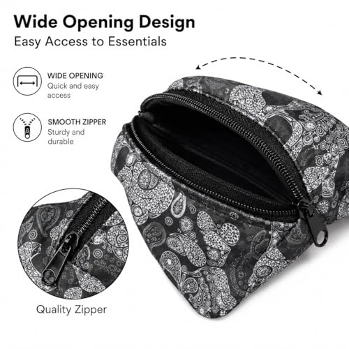 1 Pack Running Phone Armband Holder, Zipper Wrist Arm Pouch for Workout Gym Jogging Pocket for Phone Keys Cards Men Women - color: Skull
