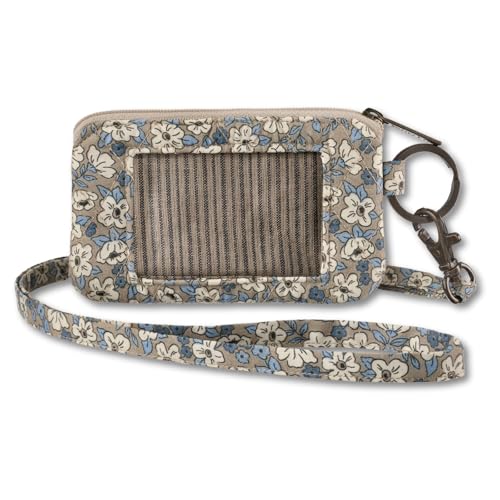Bella Taylor ID Lanyard, Quilted ID Holder, Khaki Floral - color: Khaki Floral