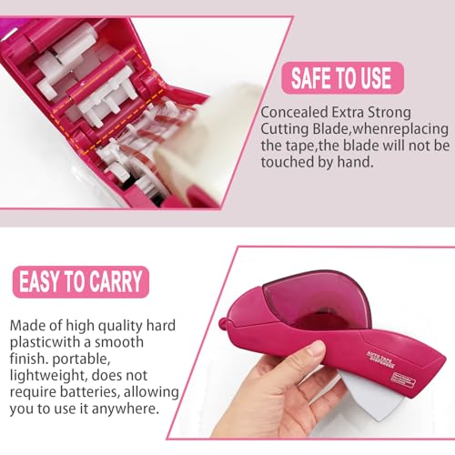 Automatic Tape Dispenser for Wrapping Gifts, Handheld Packaging Tape Dispenser Gun with Cutter, Dispensers for Adhesive Tapes-Pink - color: Pink