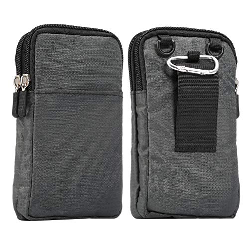 Vertical Phone Belt Purse, Cellphone Shoulder Bag Mens, 6.9 Inch Mobile Phone Holster Waterproof Cellphone Pouch Neck Wallet Mini Crossbody Bag Outdoor Passport Packet with Carabiner and Belt Loop - color: Dark Gray 6.9 Inch (10*18*3.5 CM)